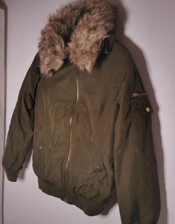 Manteau veste bomber fourrure kaki