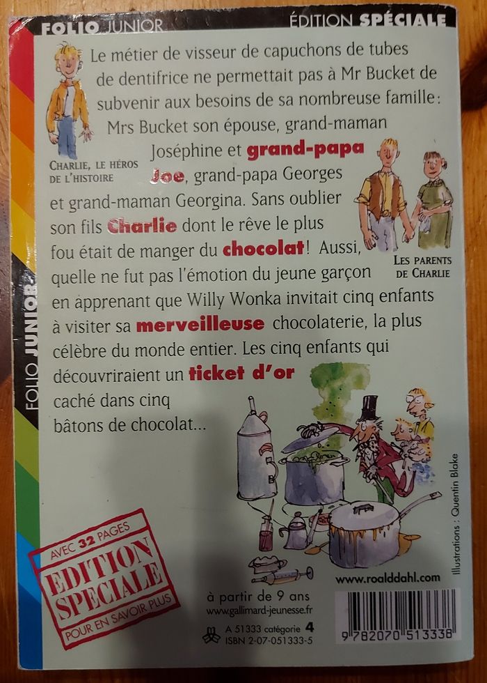 Livre charlie et la chocolaterie - photo numéro 2