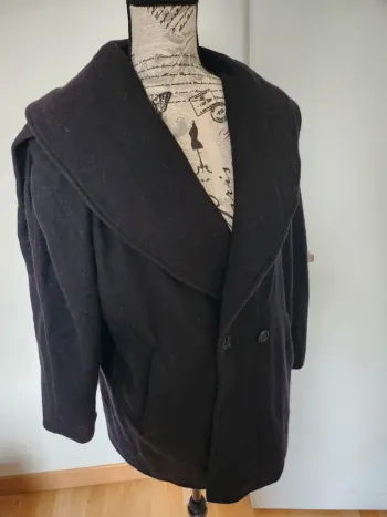 Superbe Manteau oversize noir col châle – chic & cosy