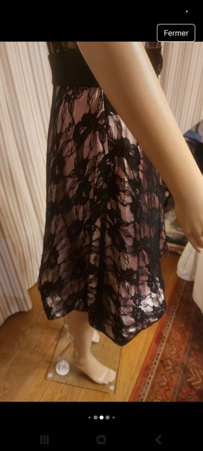 Robe de soirée Maner  L rose/dentelles noires - photo numéro 11