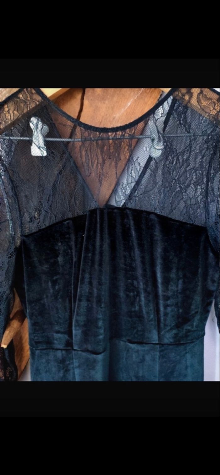 Robe noir de soirée habiller haut dentelle bas velour couleur noir taille 38 - photo numéro 3