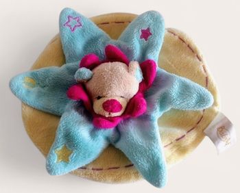 Babynat doudou plat étoile ourson rose bleu turquoise 