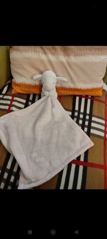 Doudou mouton mouchoir rose nicotoy