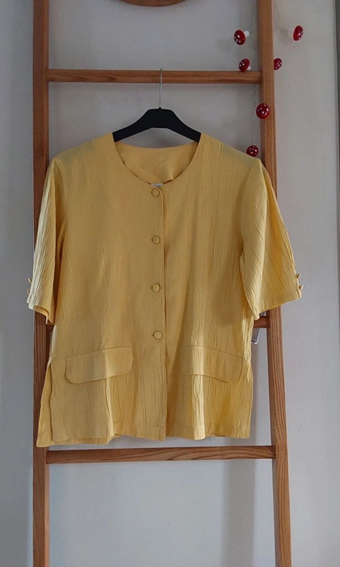 Chemise /surchemise  /veste légère Vintage gaufrée jaune T 38/40 - photo numéro 8
