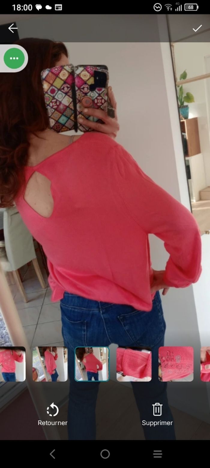 Pull femme 44 rose détails pailletés sequins c79 - photo numéro 6