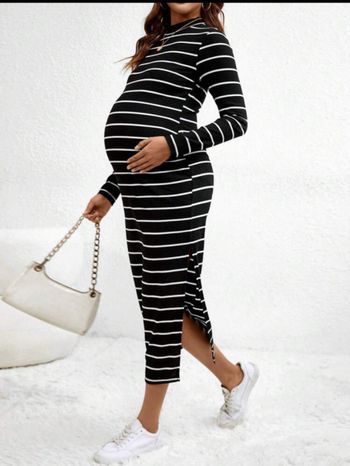 Robe maternite noir rayée blanc taille S