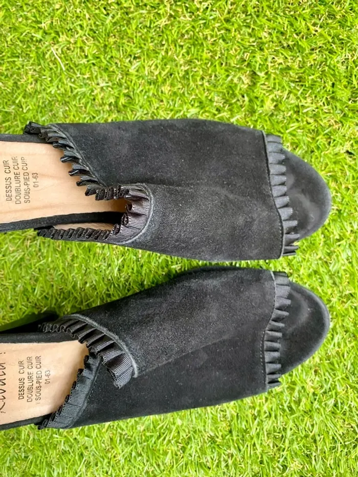 Mules à talons en cuir noires taille 40 - photo numéro 11