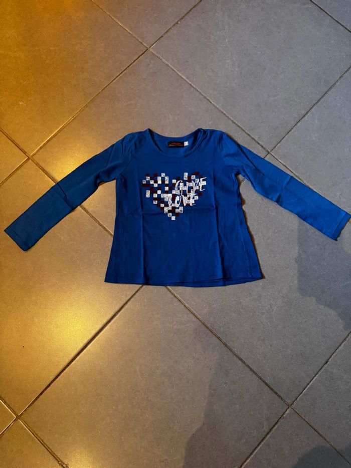 T shirt manches longues - Catimini - Give love - Bleu - 6 ans