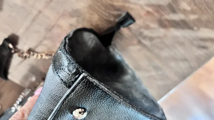 👜 sac à main gris chaîne argenté simili cuir grainé - photo numéro 10