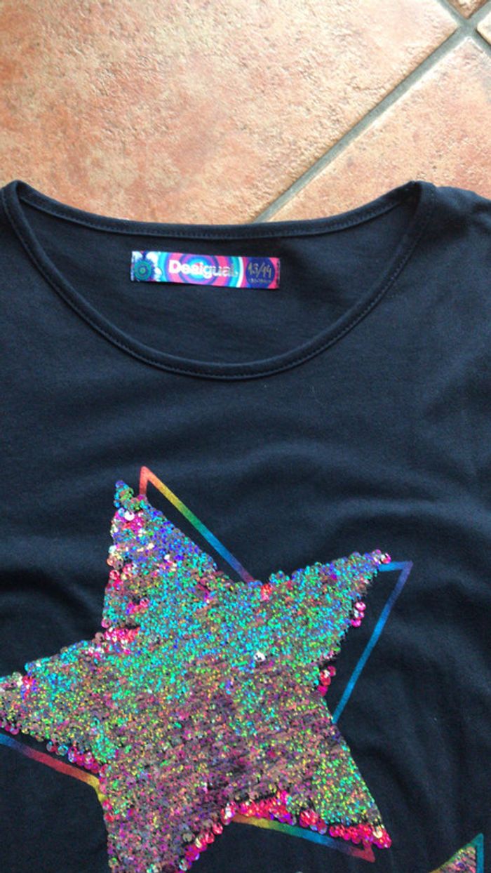 Desigual 13/14 ans t shirt bleu marine - photo numéro 5