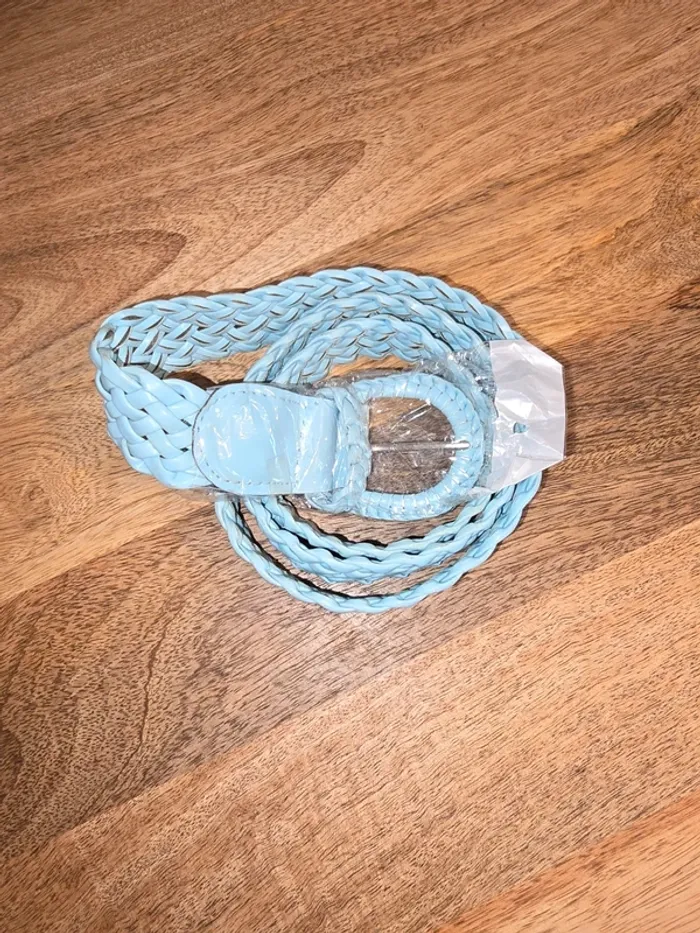 Ceinture tressée bleu clair - photo numéro 4