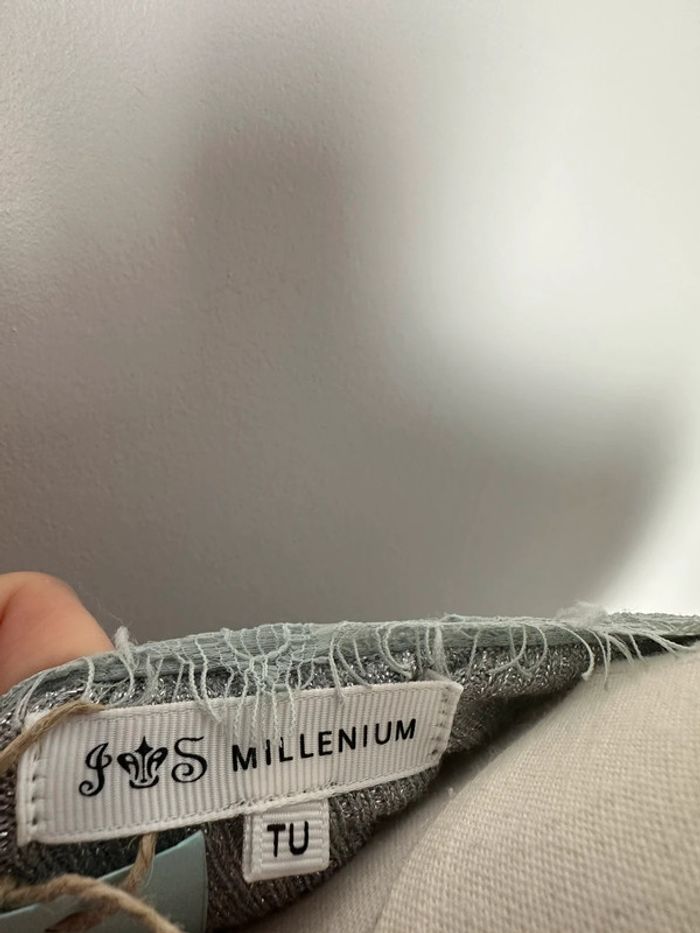 🌸Pull côtelé Millenium - argenté - épaules dénudées - taille unique - dentelle 🌸 - photo numéro 6