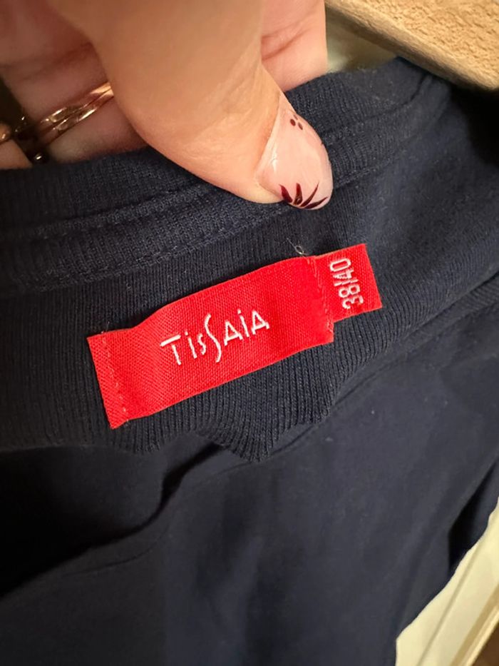 T shirt col V Tissaia M bleu marine - photo numéro 2