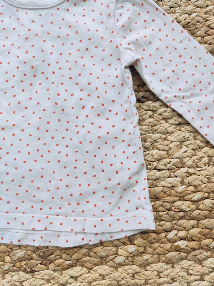 Haut printemps manches longues fille à pois 12 mois - photo numéro 3