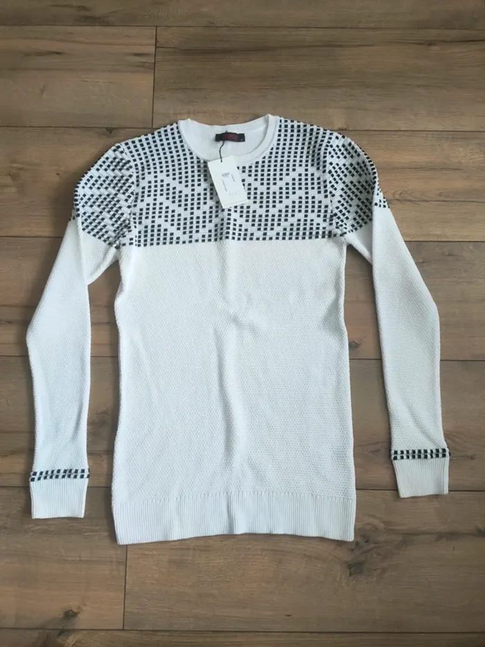Pull homme blanc et noir taille M Afaroz
