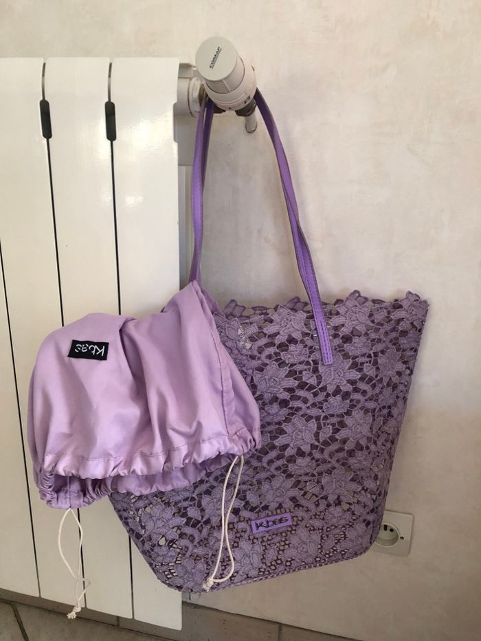 Cabas dentelle coloris parme - photo numéro 3