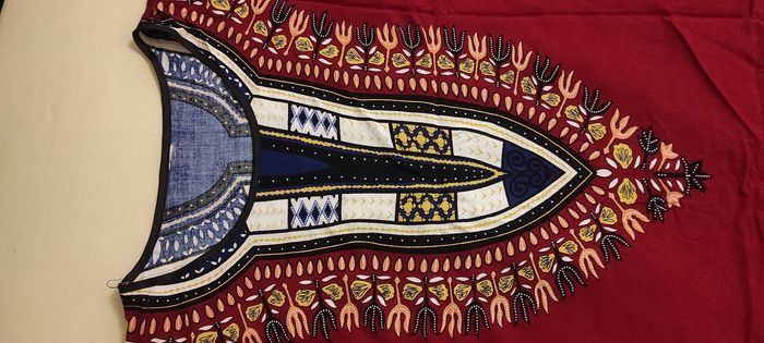 Robe tunique africaine bordeaux - photo numéro 2