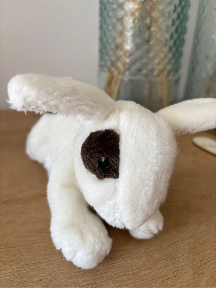 Peluche doudou lapin blanc marron - photo numéro 6