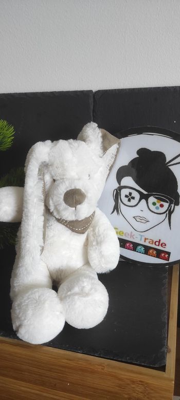 marron Peluche Tex Baby Lapin Blanc Bandana Doudou Carrefour Beige Taupe Gris