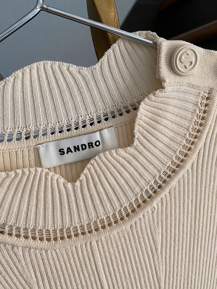 Robe Sandro beige maille - photo numéro 3