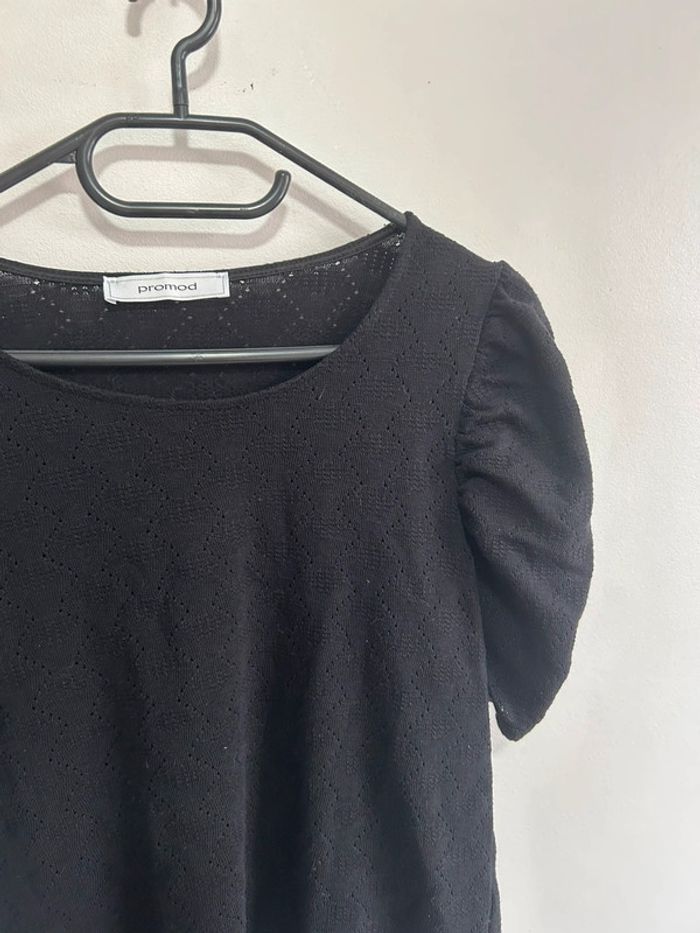 Mignonne blouse en dentelle manches courtes / bouffantes • noir • promod • taille M - photo numéro 2