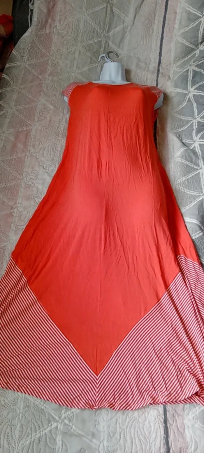 Robe très longue débardeur fluide avec rayures corail femme Xl - photo numéro 11
