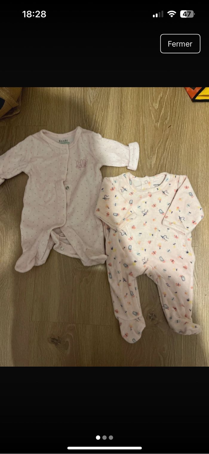 Lot 2 pyjamas velours naissance