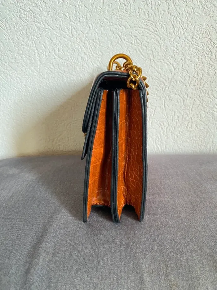 Sac bandoulière marron à motif croco – Style chic vintage - photo numéro 5