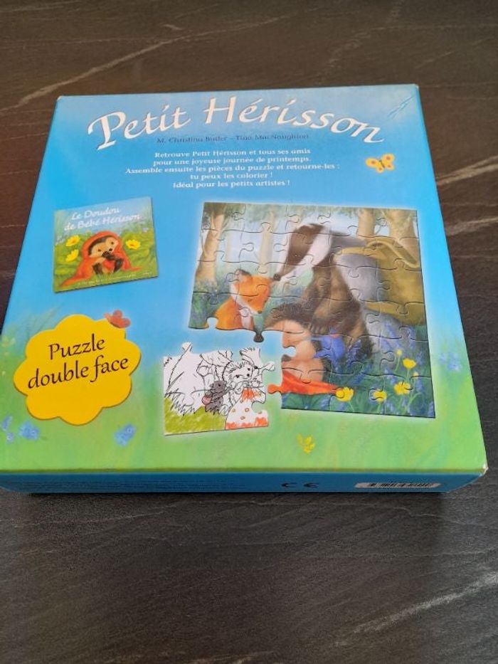 Puzzle double face  (petit  hérisson).