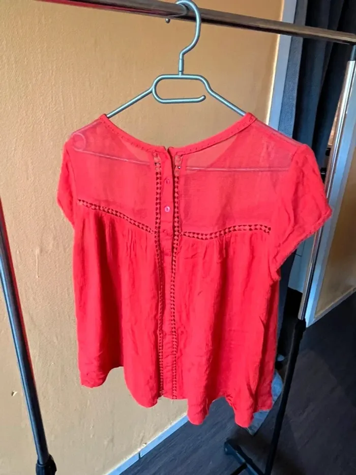 Tunique rose corail avec dentelle T 38 promod - photo numéro 3