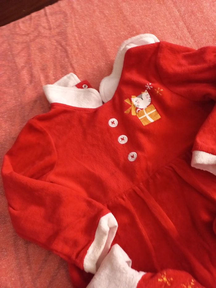 Tenue de Noël, robe collants ouverture basse et pieds inclus 36 mois - photo numéro 6