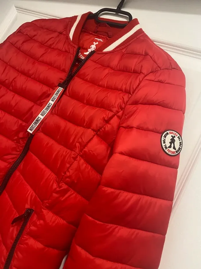 Doudoune Fine Bomber – Jennyfer – Rouge Vif – Taille XS - photo numéro 3
