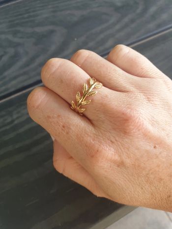 Bague feuille de laurier plaqué or taille 58