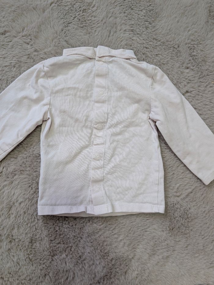 Sous-pull Kiabi 9 mois – rose pâle – coton stretch – très bon état - photo numéro 4
