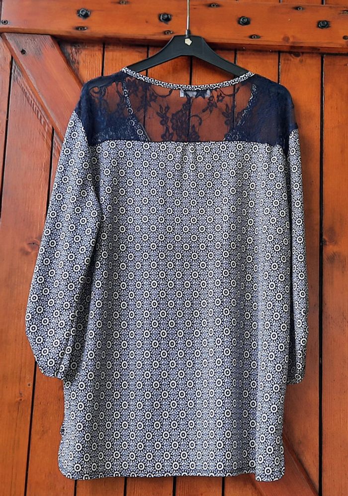 Blouse bleu imprimé, Cache Cache, taille 38 - photo numéro 2
