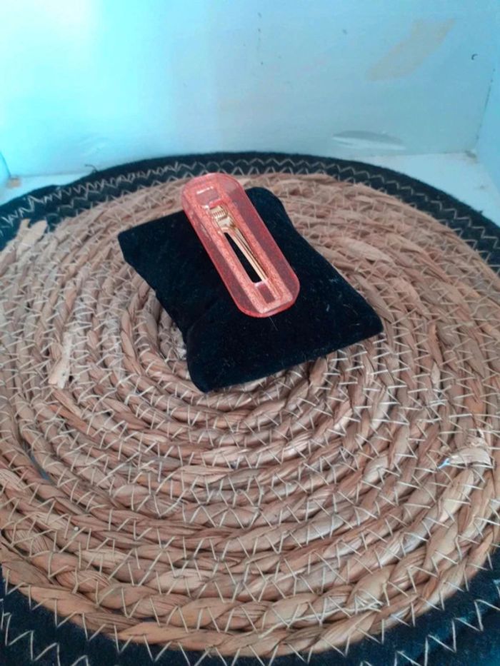 Barrette cheveux rouge transparent pailletée n°14 - photo numéro 3