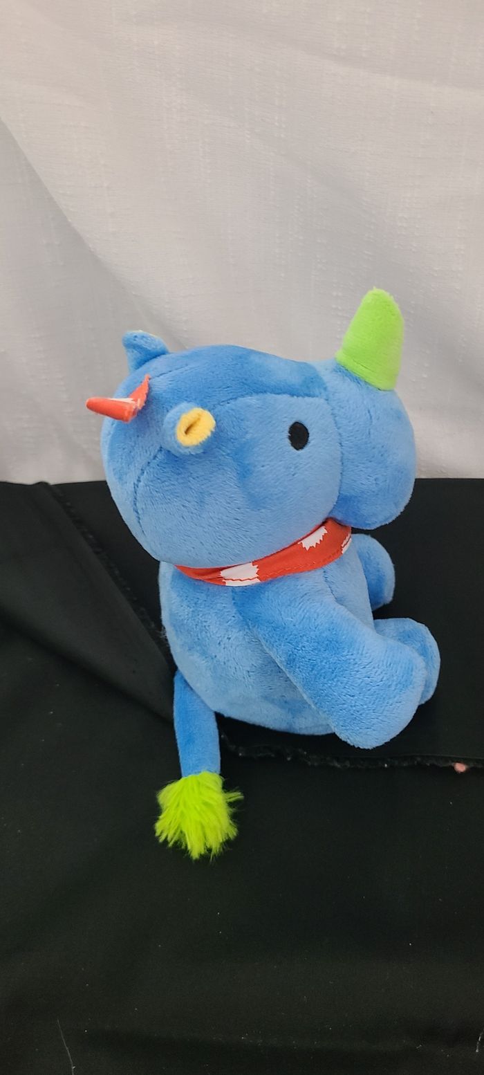 Doudou musical rhinocéros bleu vert jaune LUPILU - photo numéro 6