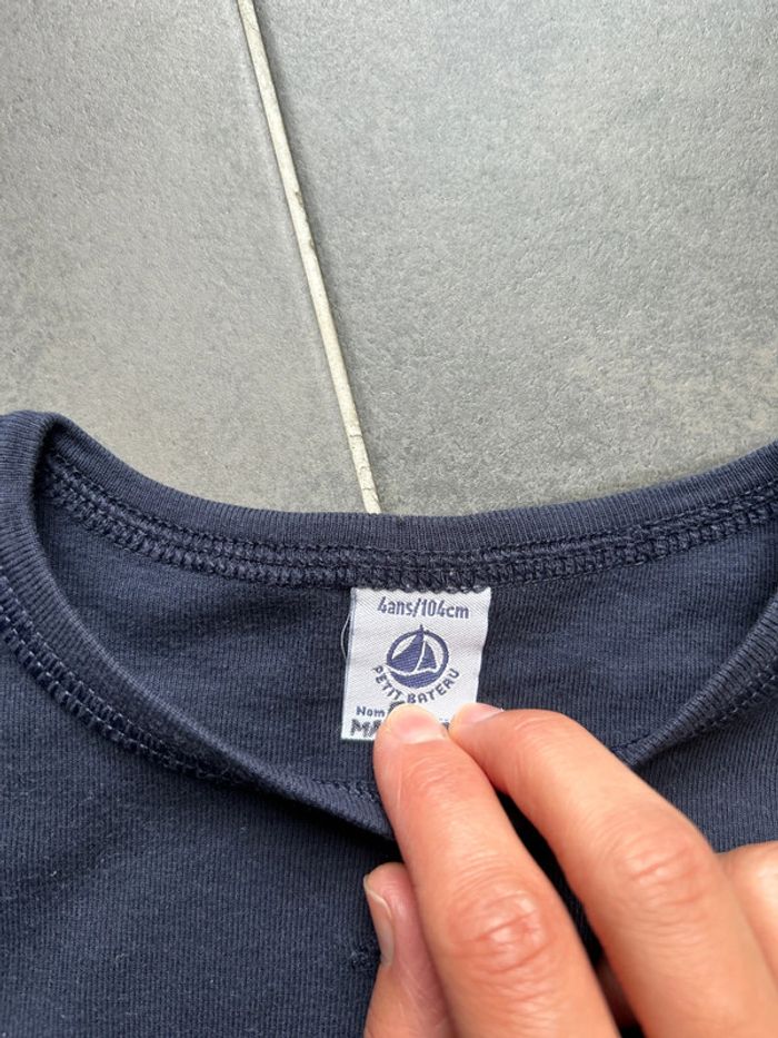 Haut manches longues uni bleu marine garçon petit bateau - photo numéro 4