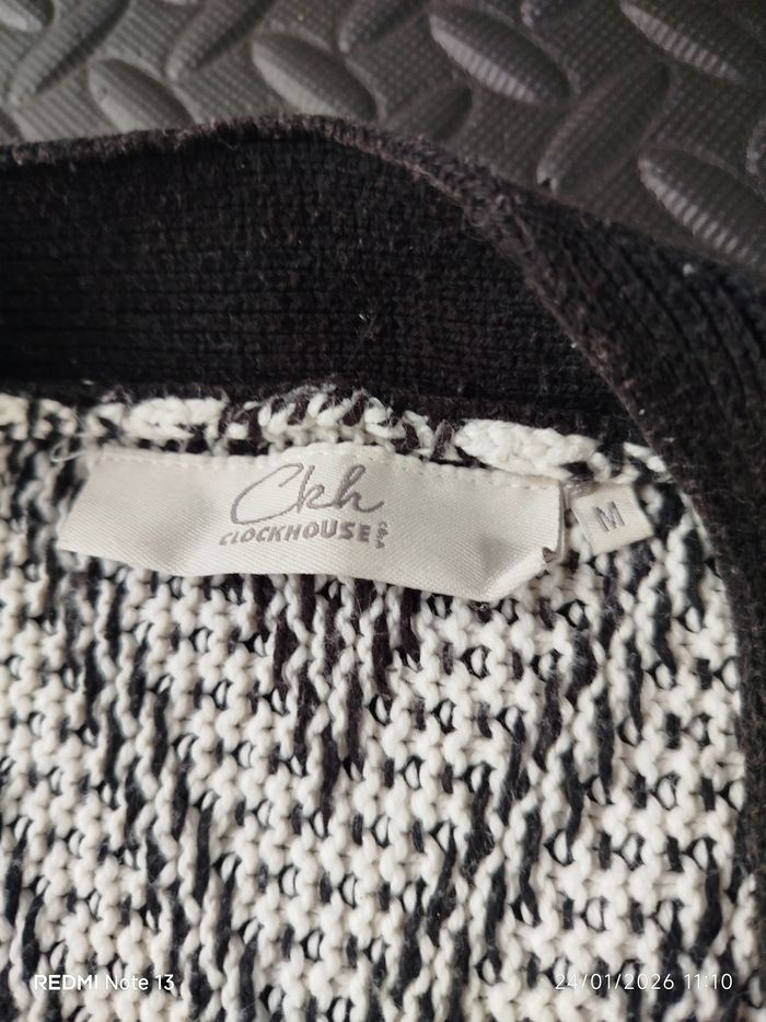 Gilet long t.M noir et blanc ethnique - photo numéro 4