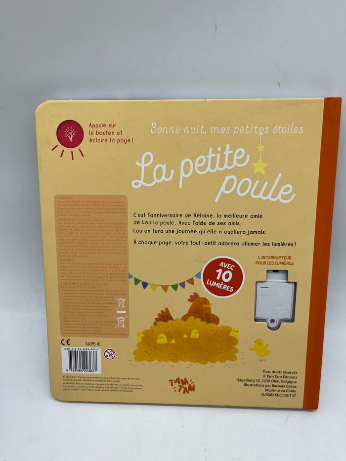 Livre histoire Bonne nuit mes petites étoiles  modèle la petite poule  livre lumineux tam tam edition Neuf - photo numéro 5