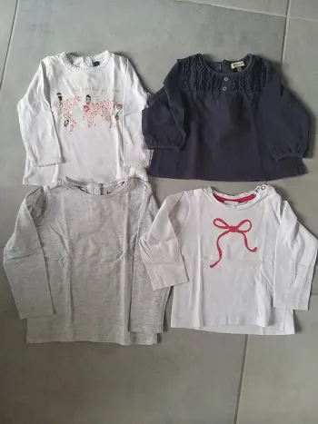 Lot de 4 t-shirts manches longues en 12 mois
