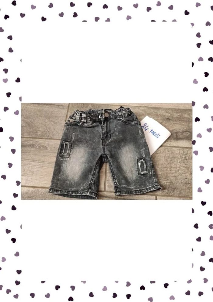 Short bermuda jean effet délavé