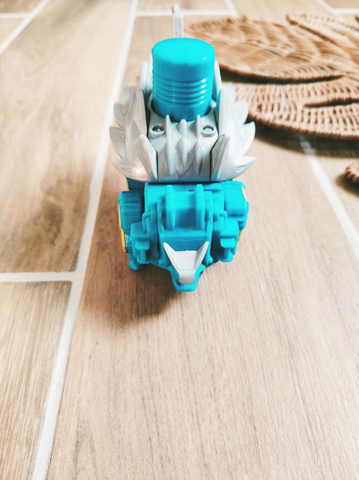 🙅 Power rangers dino charge gros zord dinosaure Ankylsaure bleu turquoise marque bandai - photo numéro 4