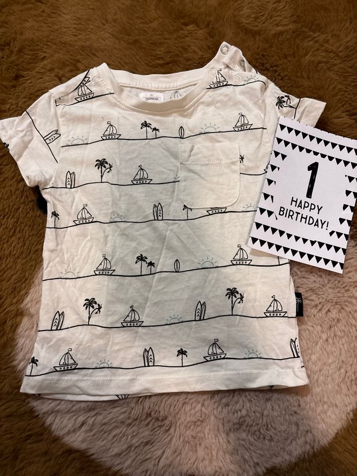 Tee shirt écru bateau/surf ZEEMAN t.12m