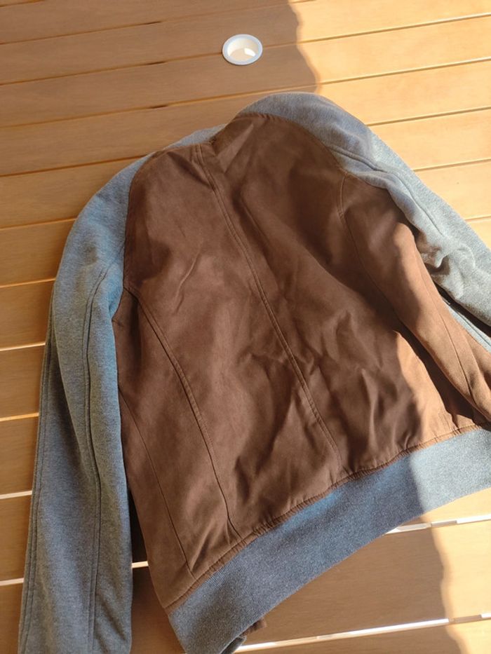 Veste bombers en daim marron et grise Zara man taille L - photo numéro 6