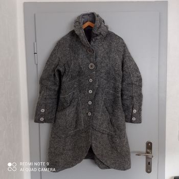 Manteau gris en laine bouillie t36/38