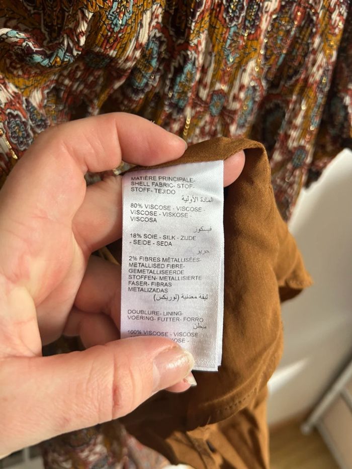 Adorable rose manches 3/4 • motifs • soie / fibres métallisées • Maison 123 • taille 40/L - photo numéro 7