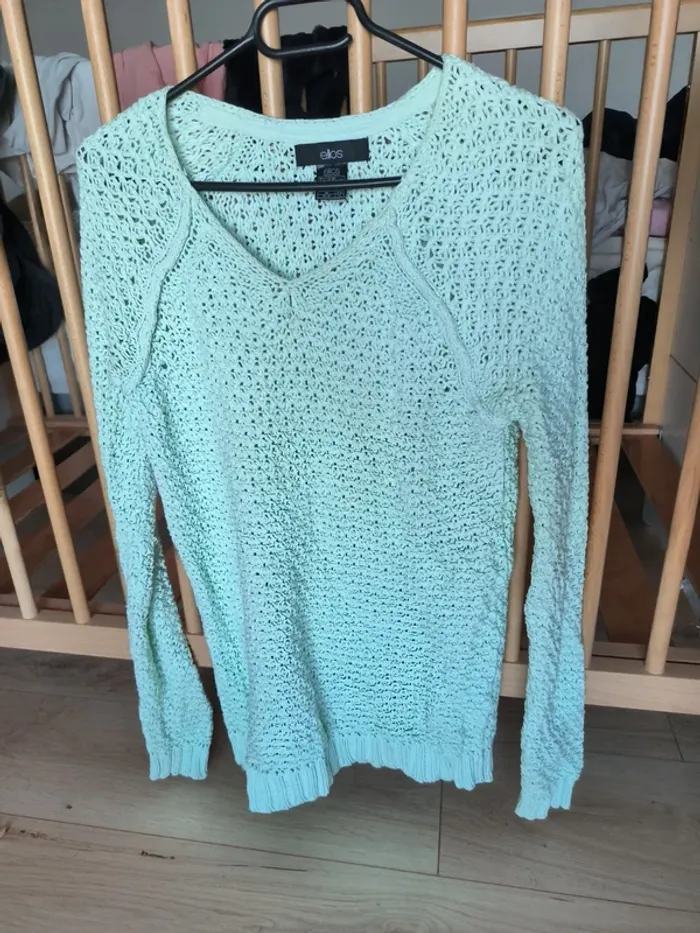 Pull maille bleu turquoise