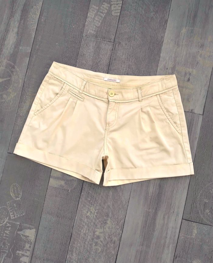 Short à revers jaune clair - Camaïeu