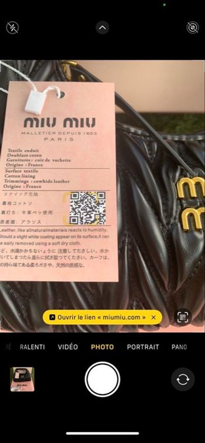 Sac Miu Miu – Cuir matelassé noir – État neuf - photo numéro 3